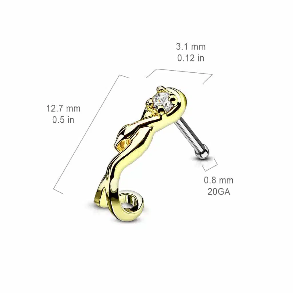 Snake Wrapped Around Crawlers Nose Bone Stud Rings - Bild 3