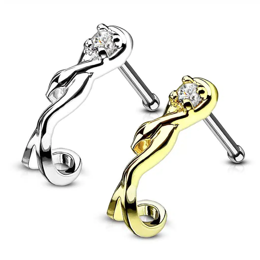 Snake Wrapped Around Crawlers Nose Bone Stud Rings - Bild 4