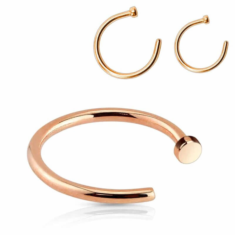 Rose Gold IP Over 316L Surgical Steel Nose Hoop