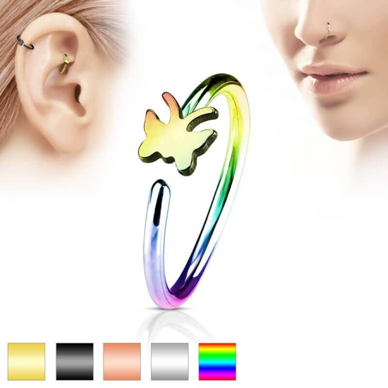 Butterfly Hoop Ring for Nose & Ear Cartilage