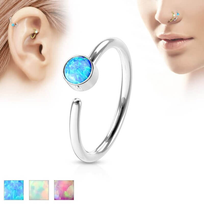 Opal Set Nose Hoop Ring