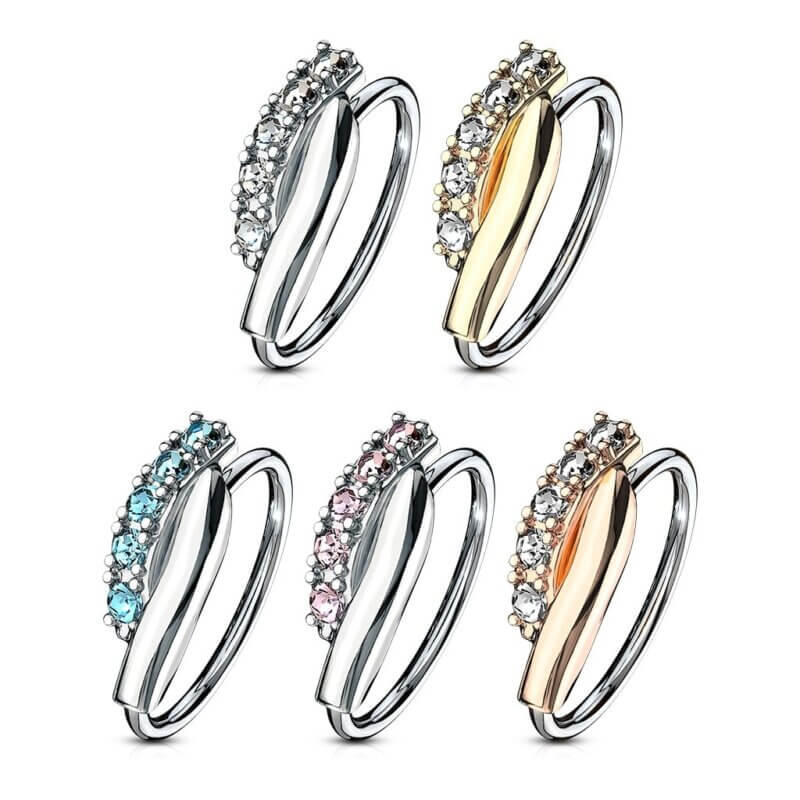 CZ Paved Twisted Bar Nose, Cartilage Hoop Rings