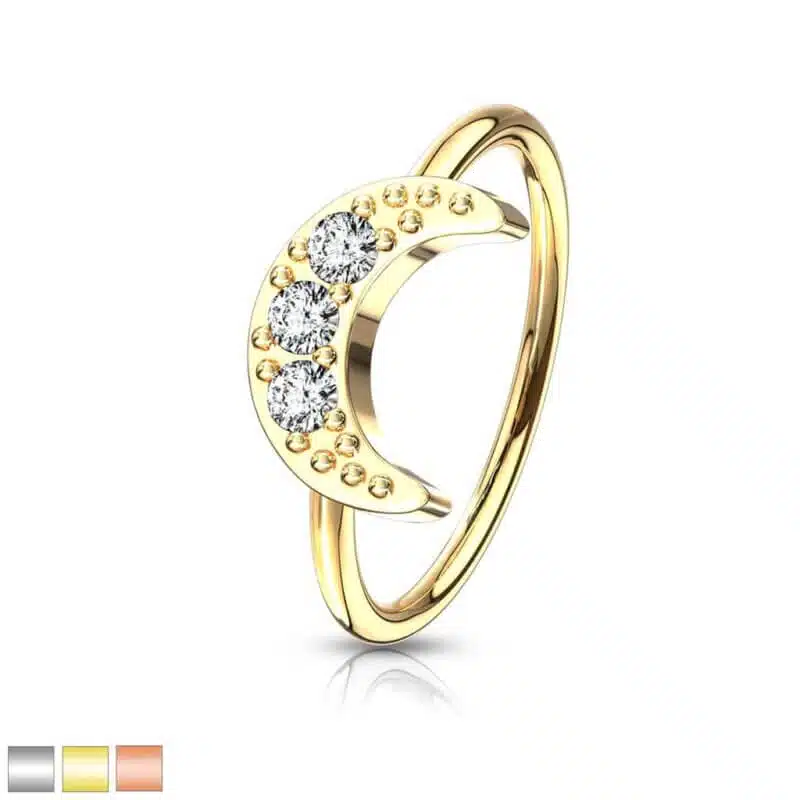 CZ Paved Crescent Moon Nose Hoop Rings