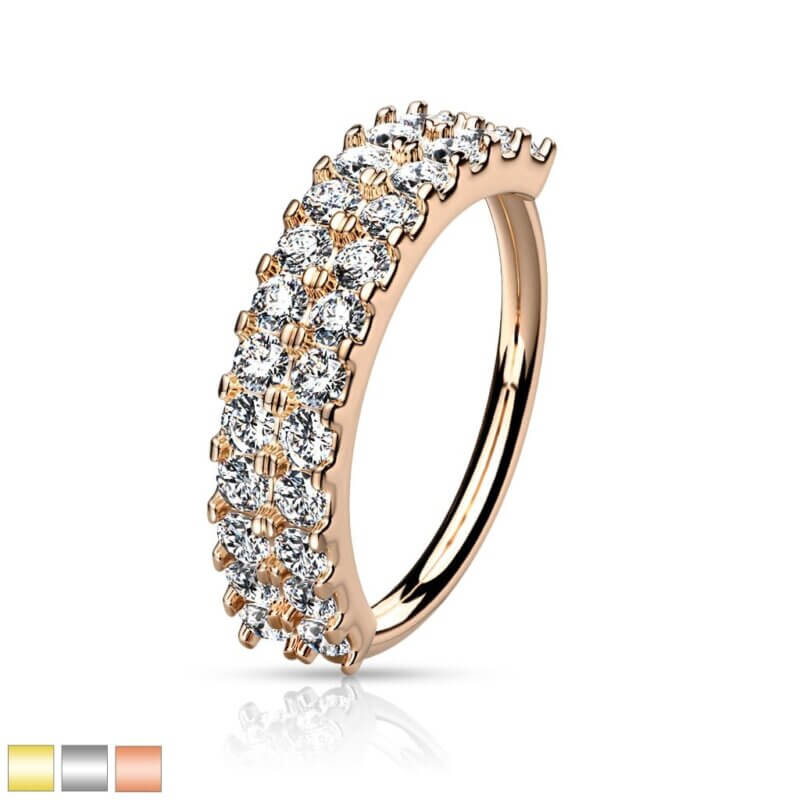 Double Lined CZ Nose, Cartilage Hoop Rings