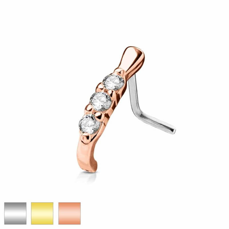 3 CZ Lined "L" Bend Nose Crawler Studs
