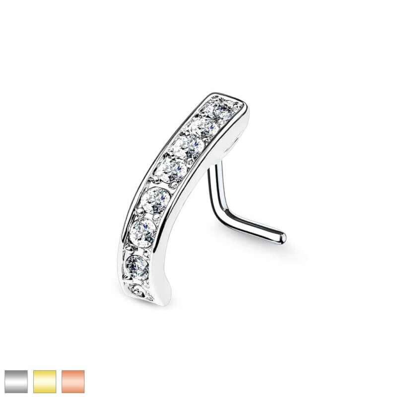 Channel set CZ Nose Crawlers Bend Nose Stud Rings