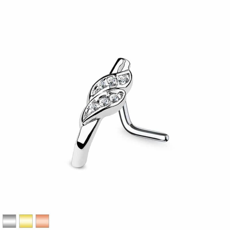 Double Diagonal Lined Nose Crawlers Bend Nose Stud Rings
