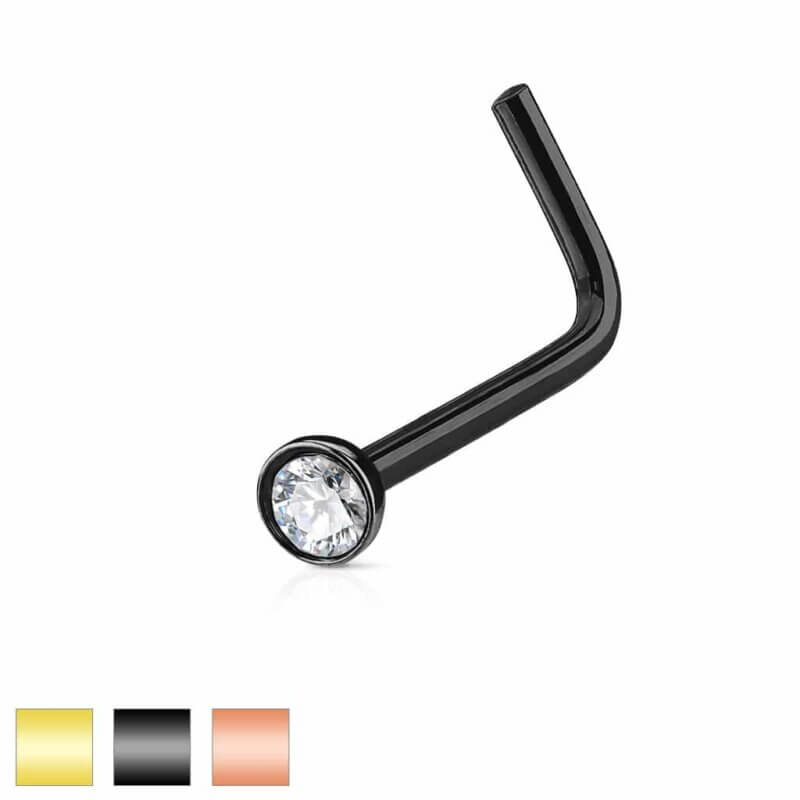 Crystal Set "L" Bend Nose Stud Rings