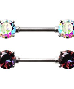Nipple Bar with Iridescent Cubic