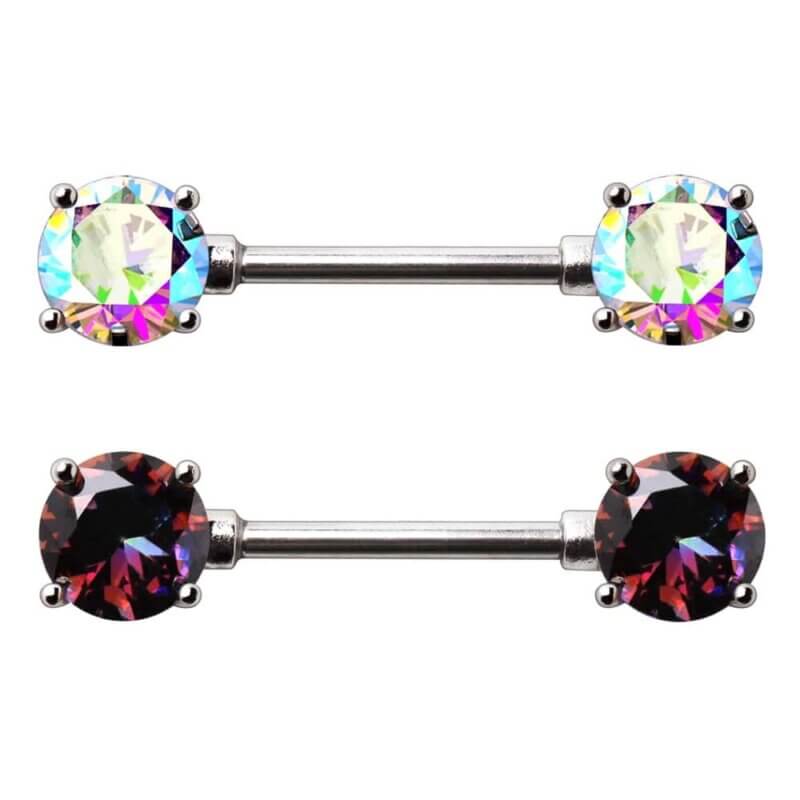 Nipple Bar with Iridescent Cubic