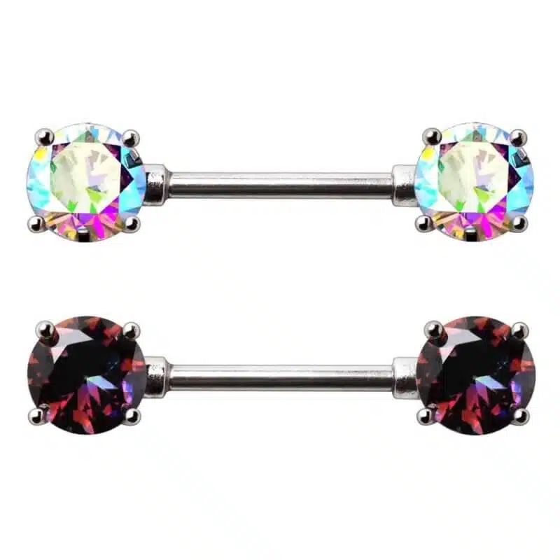 Nipple Bar with Iridescent Cubic