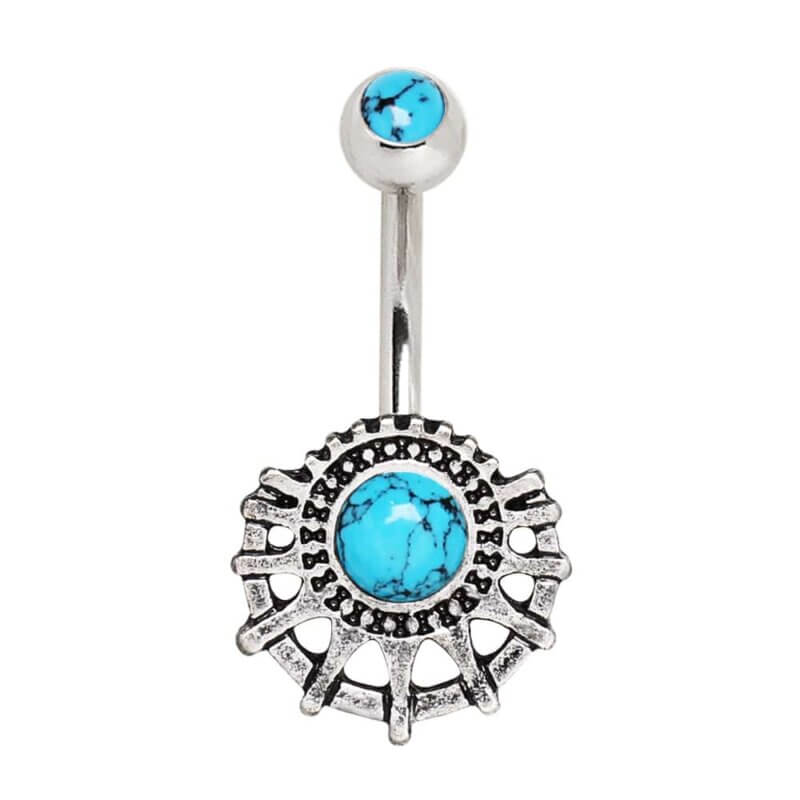 Navelpiercing med turkost smycke