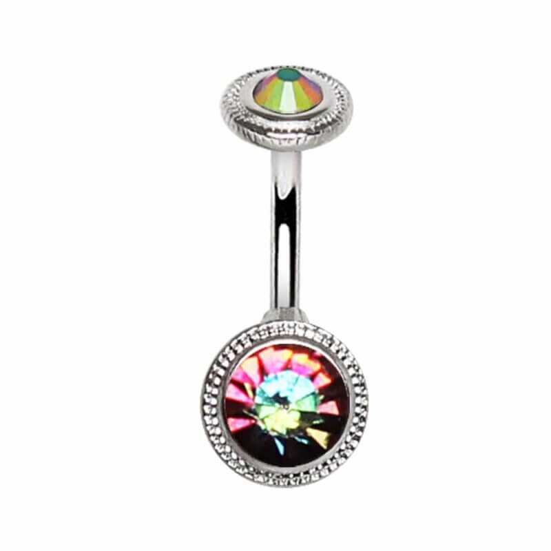 Navelpiercing med flerfärgad kula