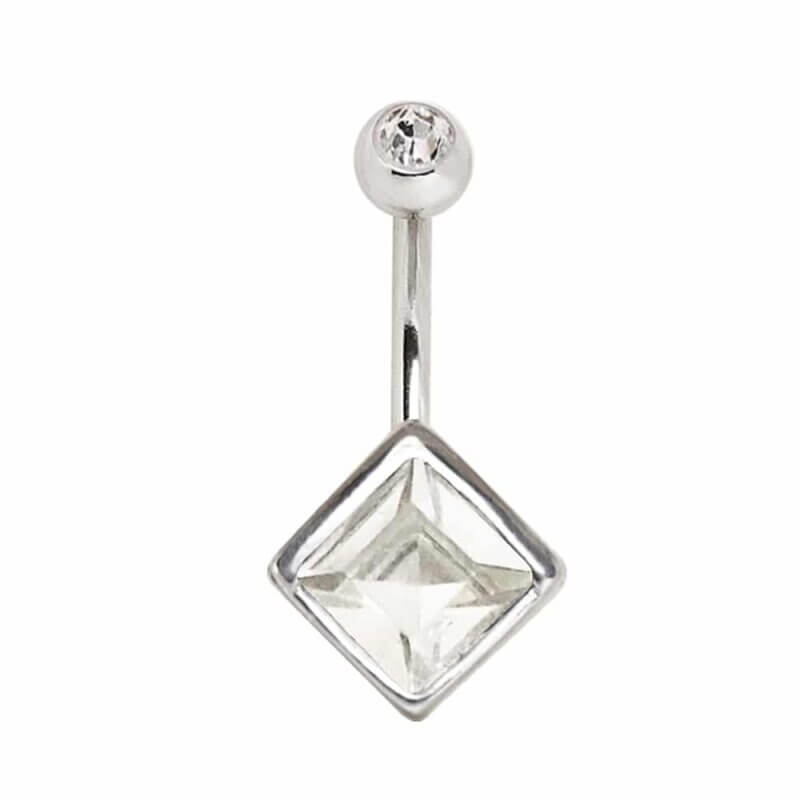 Navelpiercing med prinsesskuren kristall