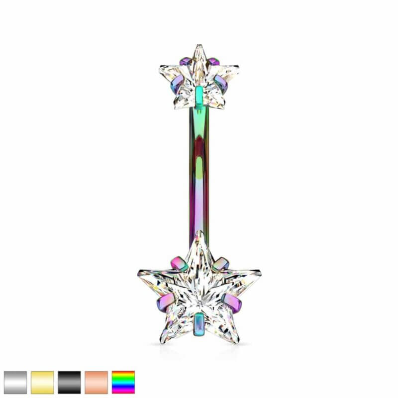 Navelpiercing Stjärna med Kristall