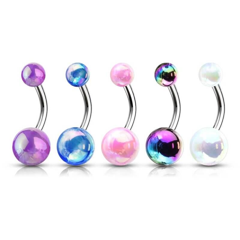 Metallic AB Coating Balls Navel Rings
