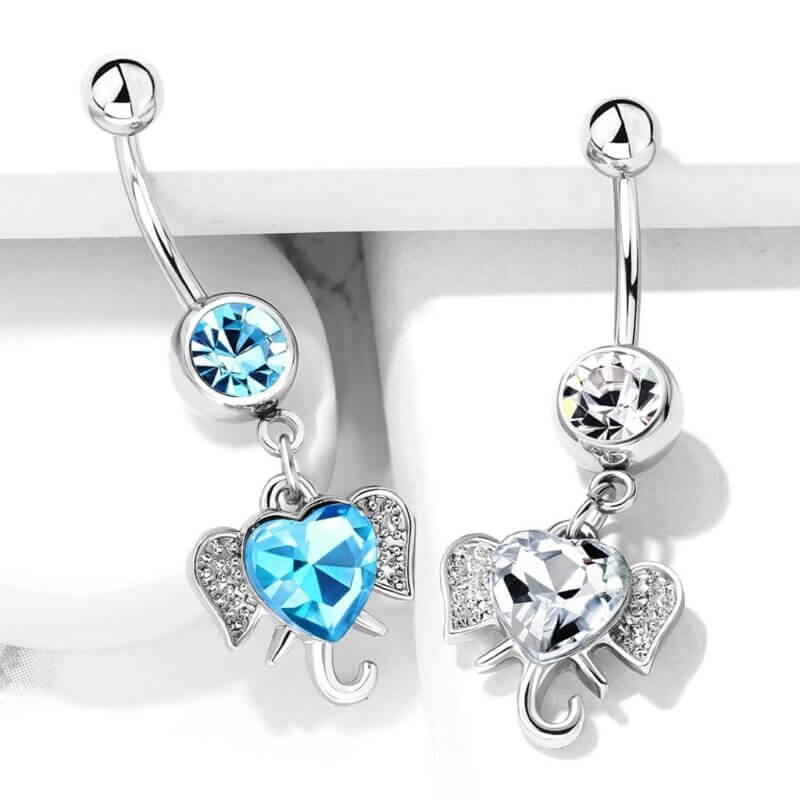 Heart CZ Set Elephant Dangle Navelpiercing