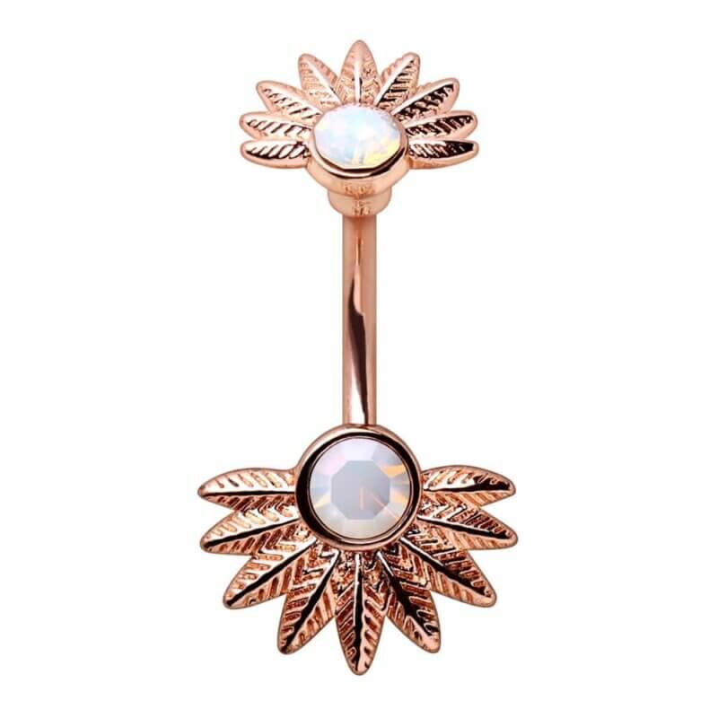 Rose Gold Plated Navelpiercing med Löv
