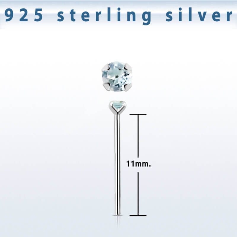 Näspiercing i 925 silver med klar sten