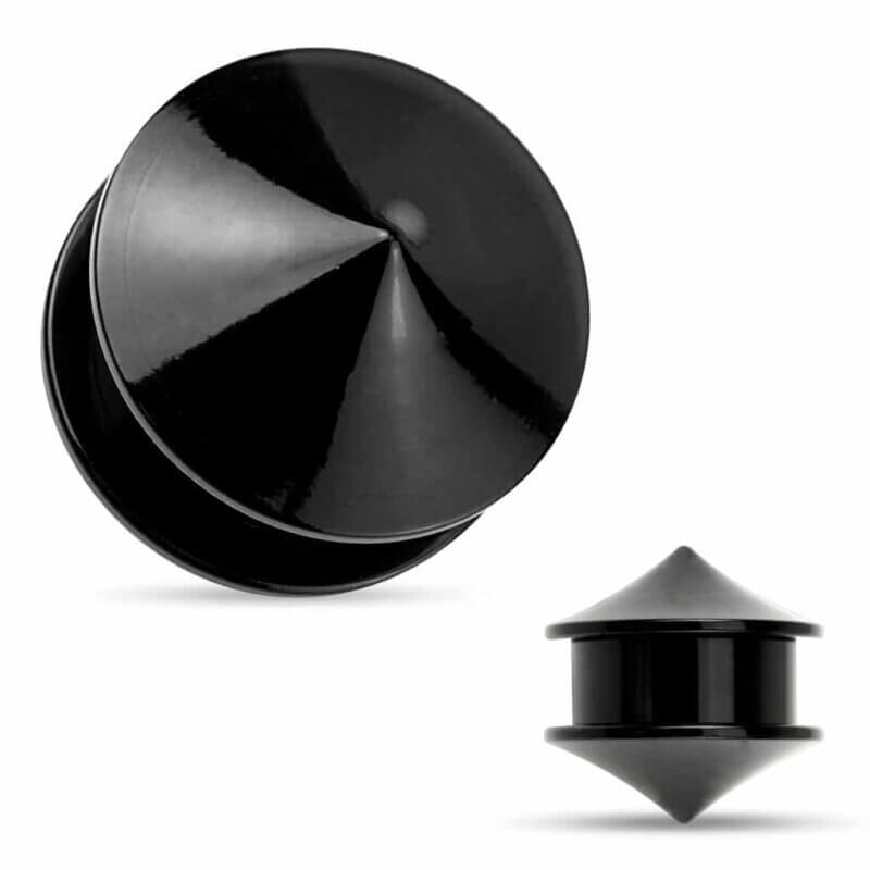 Double Cones Black Acrylic Screw Fit Stash Plugs