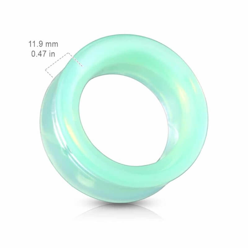 Green Opalite Glass Double Flared Saddle Tunnel