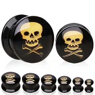 UV Coated Acrylic Plug with Skull Logo