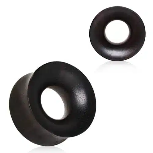Organic Black Arang Wood Thick Walled Concave Tunnel Plug