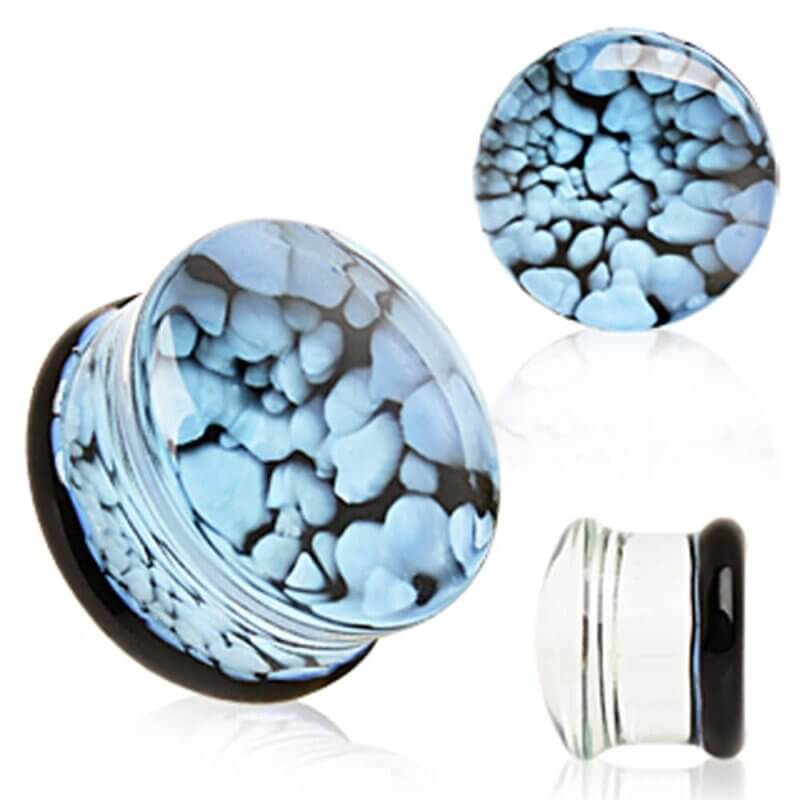 Blue Pebble Glass Saddle Plug