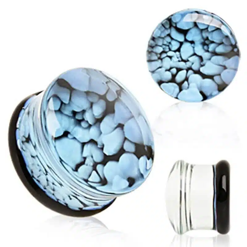 Blue Pebble Glass Saddle Plug