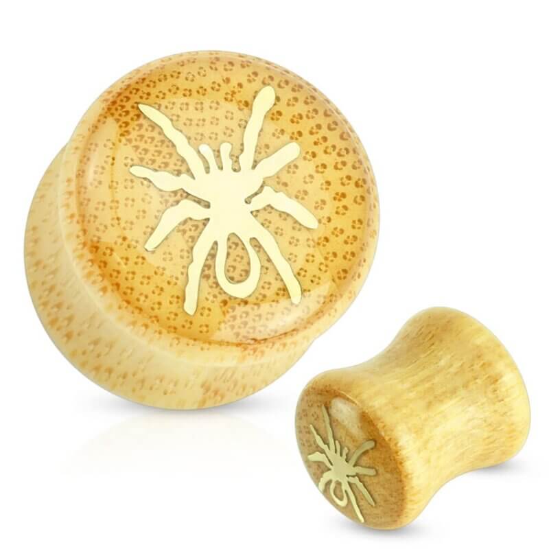 Golden Spider Enamel Inlay Organic Bamboo Saddle Fit Plug