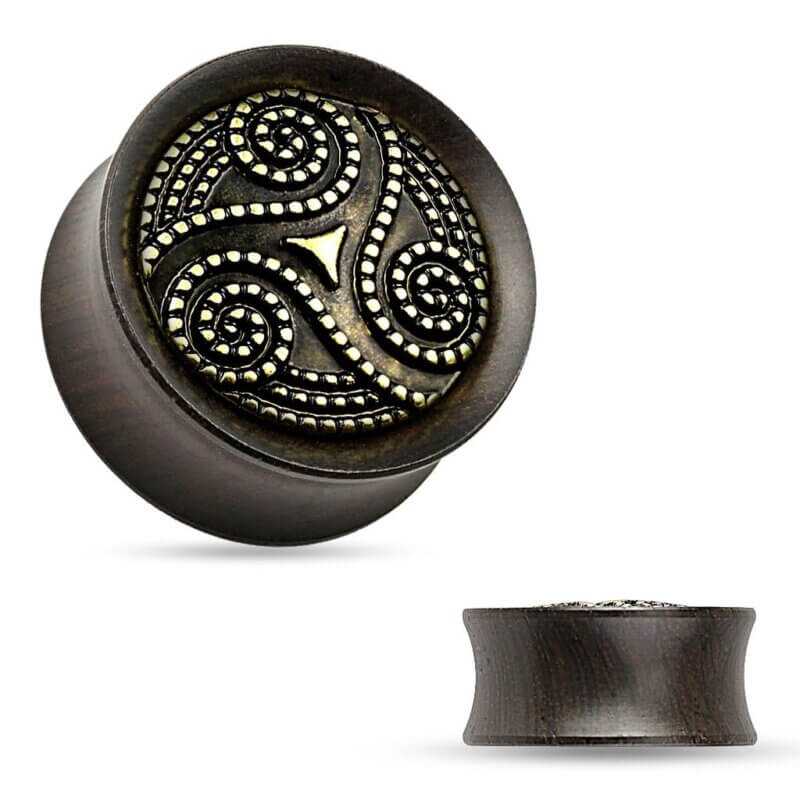 Dotted Tribal Swirl Organic Wood Plug