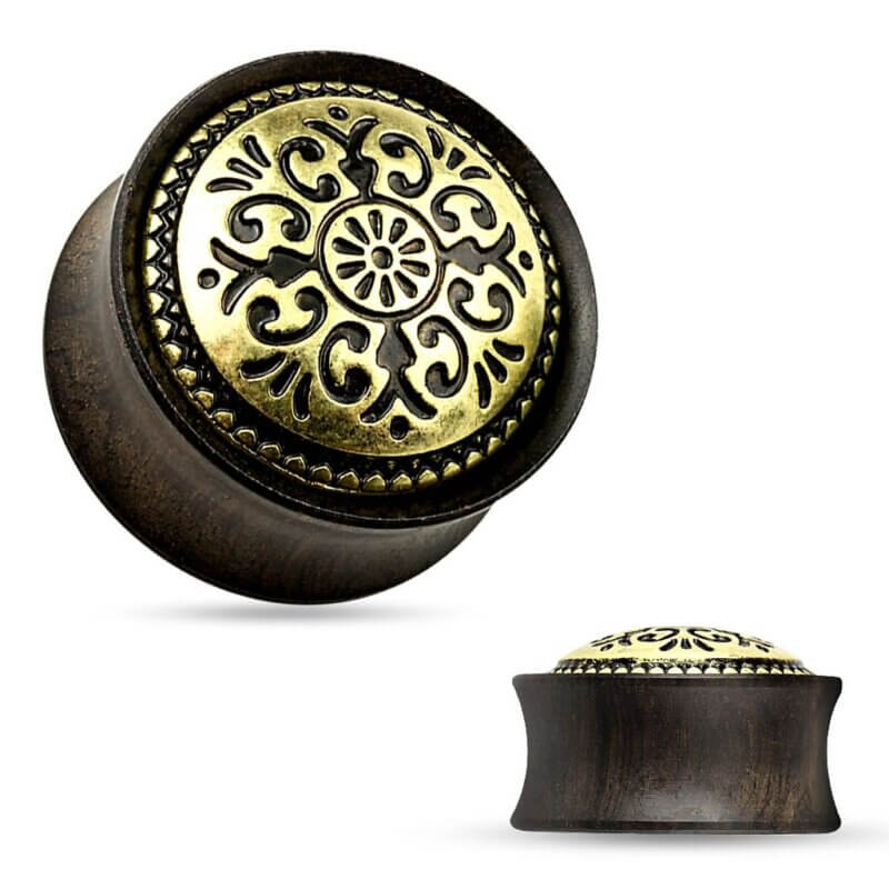 Antique Tribal Pattern Organic Wood Plug