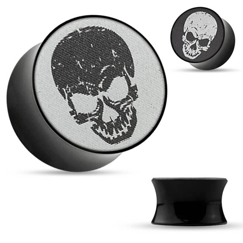 3-D Holographic Skull Black Acrylic Saddle Plug