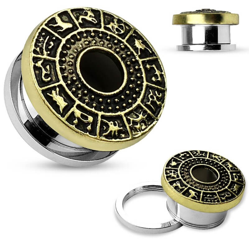 Tribal Lotus Top Screw Fit Flesh Tunnel
