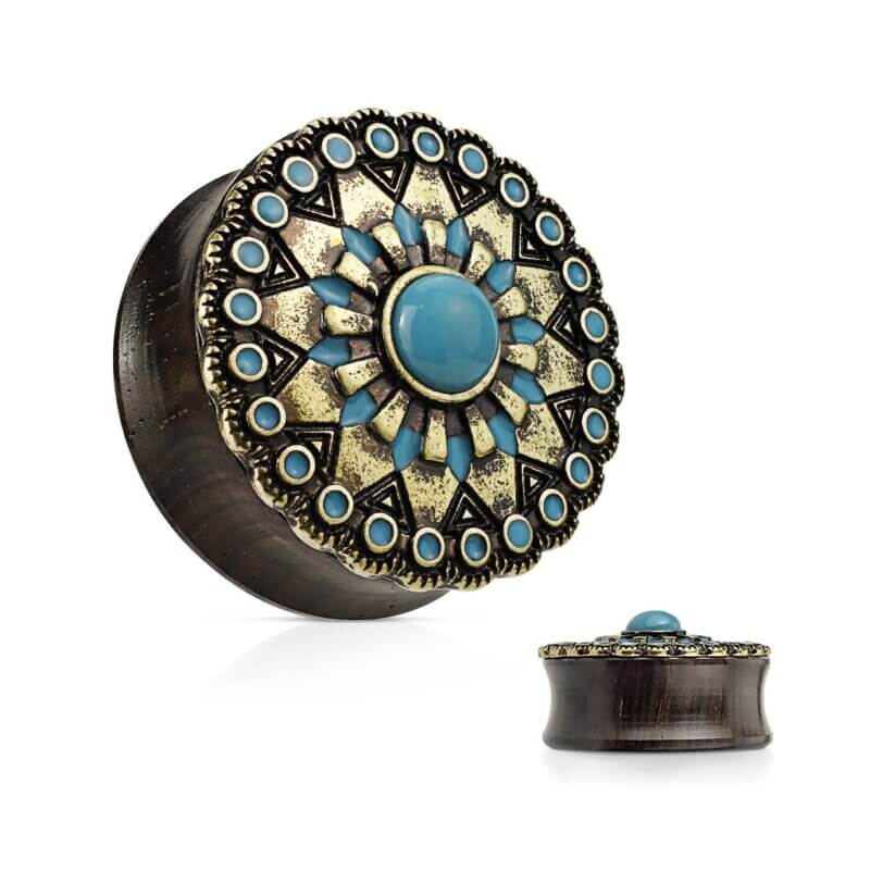 Tribal Sun Top Organic Ebony Wood Double Flared Saddle Plugs