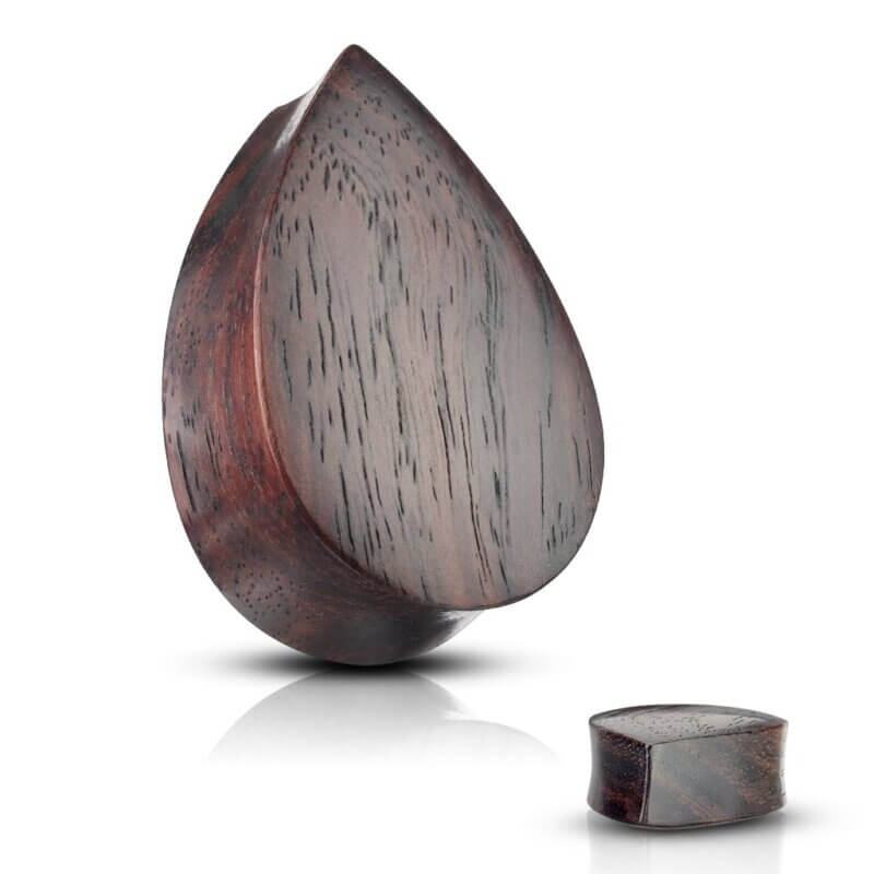 Organic Sono Wood Tear Drop Shape Double Flared Saddle Plugs