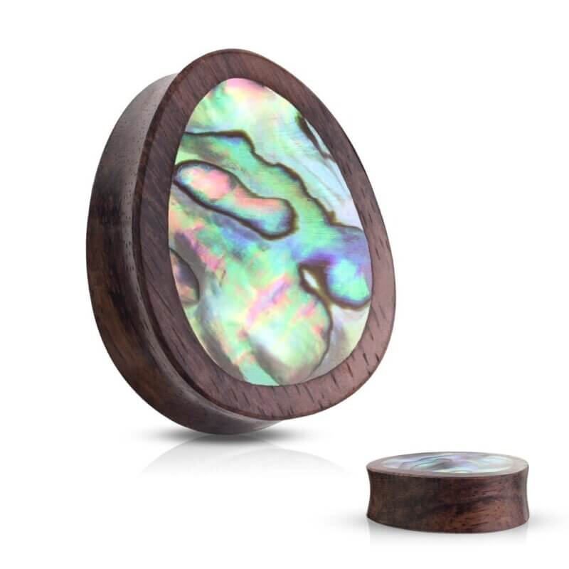 Organisk Träplugg med Abalone