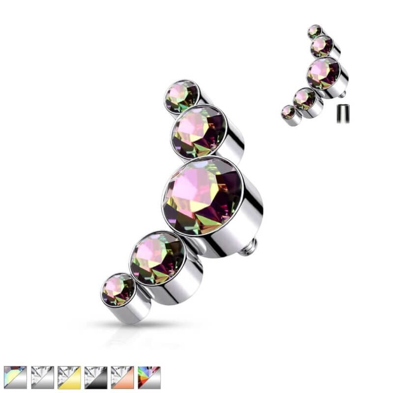 Dermal Anchor/Labret Smycke Fem Kristaller