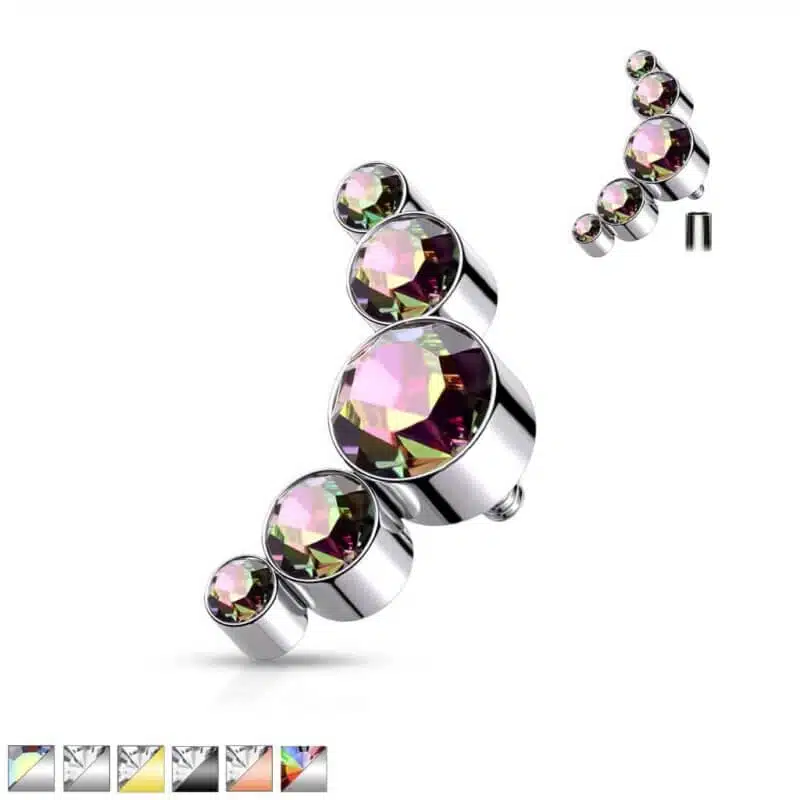 Dermal Anchor/Labret Smycke Fem Kristaller