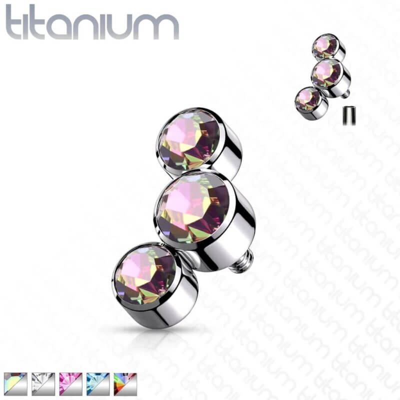 Dermal Anchor/Labret Smycke Tre Kristaller Titan