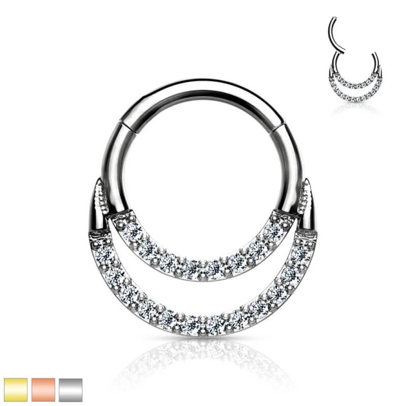 Segment Clicker Ring med 2 Kristallrader