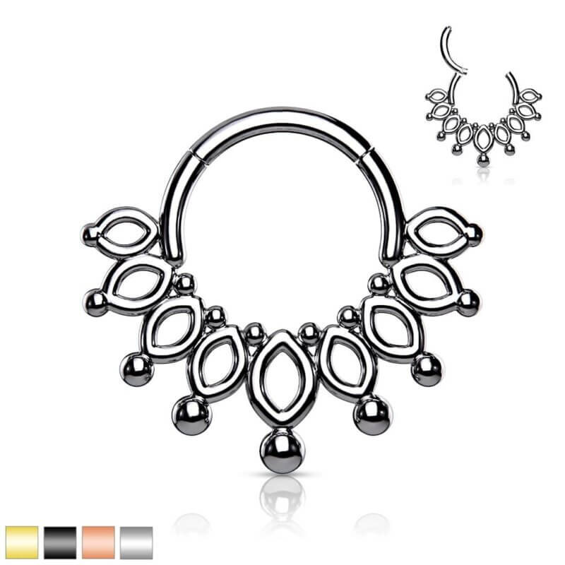 High Quality Precision All 316L Surgical Steel Hinged Segment Hoop Rings /Beaded End Crown