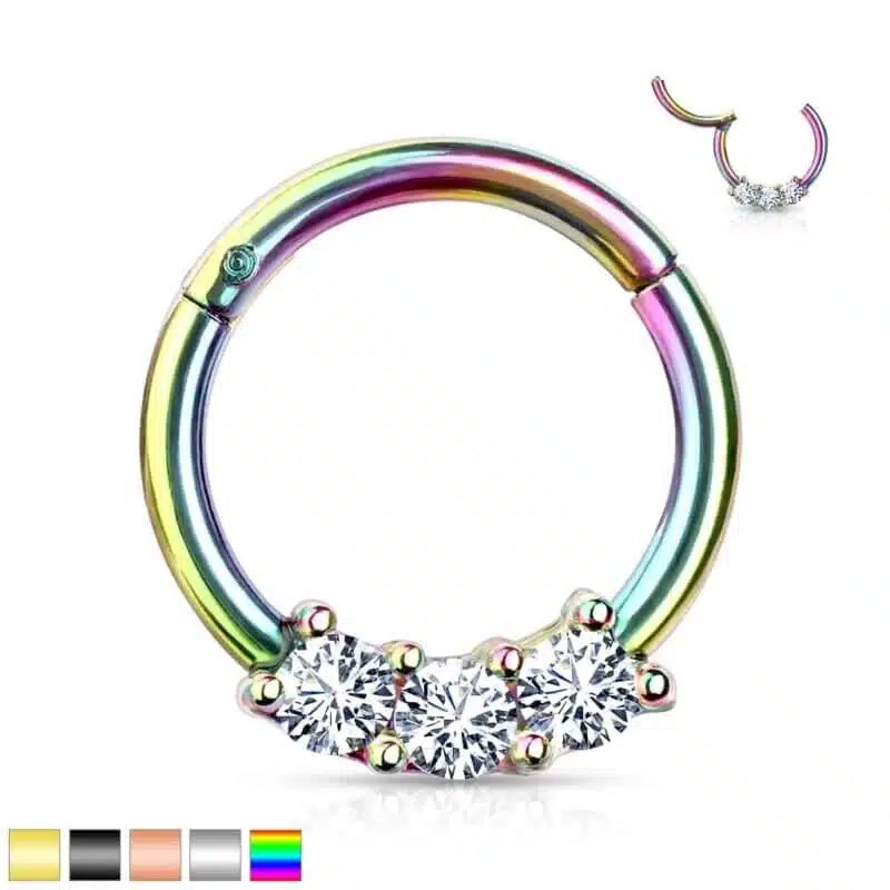 Segment Clicker Ring med Tre Opalkristall