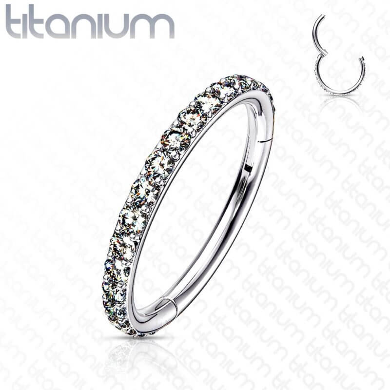 Segment Clicker Ring Titanium med Kristallrad