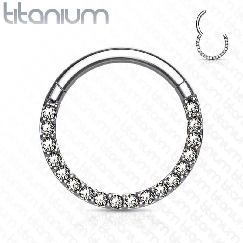 Segment Clicker Ring Titanium med Kristaller