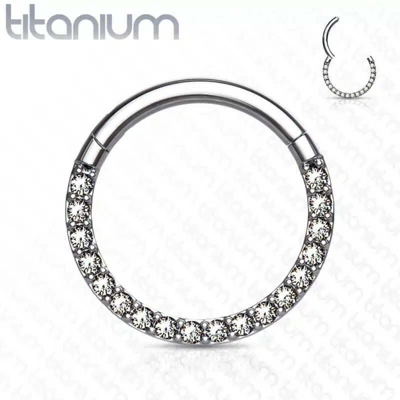 Segment Clicker Ring Titanium med Kristaller