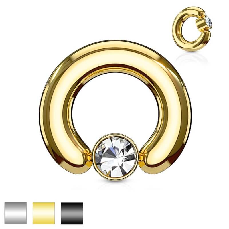 Large Gauge Crystal Set Round Flat Cylinder Captive Ring