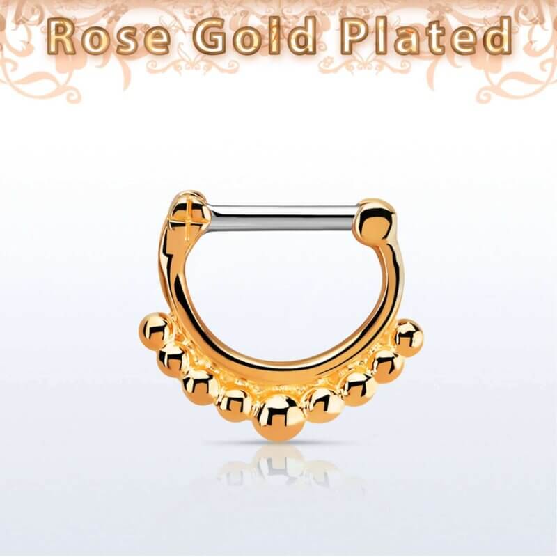 925 Sterling Silver Septum Clicker Rose Gold S