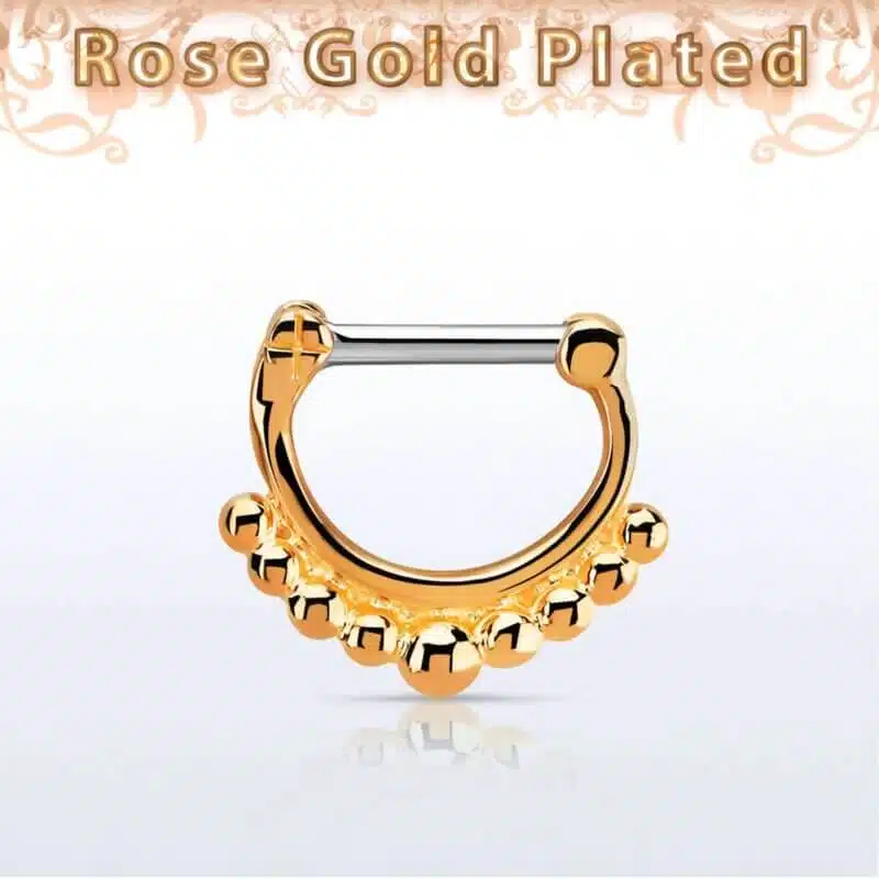 925 Sterling Silver Septum Clicker Rose Gold S