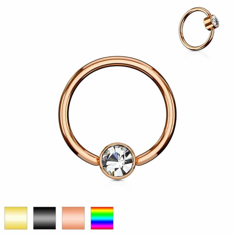 Crystal Set Round Flat Cylinder Captive Rings